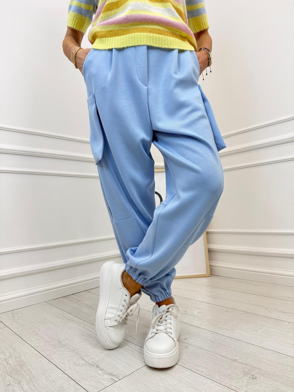 Błękitne Spodnie Minouu Jogger z Kieszeniami