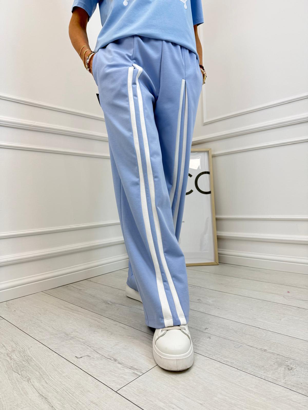 Minouu Spodnie z Lampasem Błękit