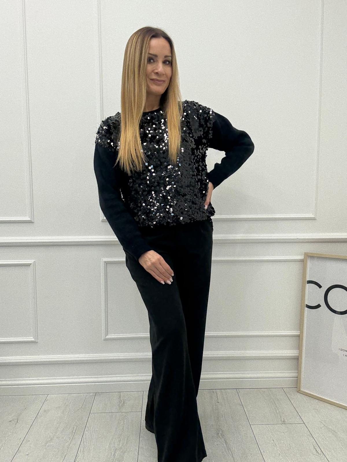 Czarny Sweter z Cekinami