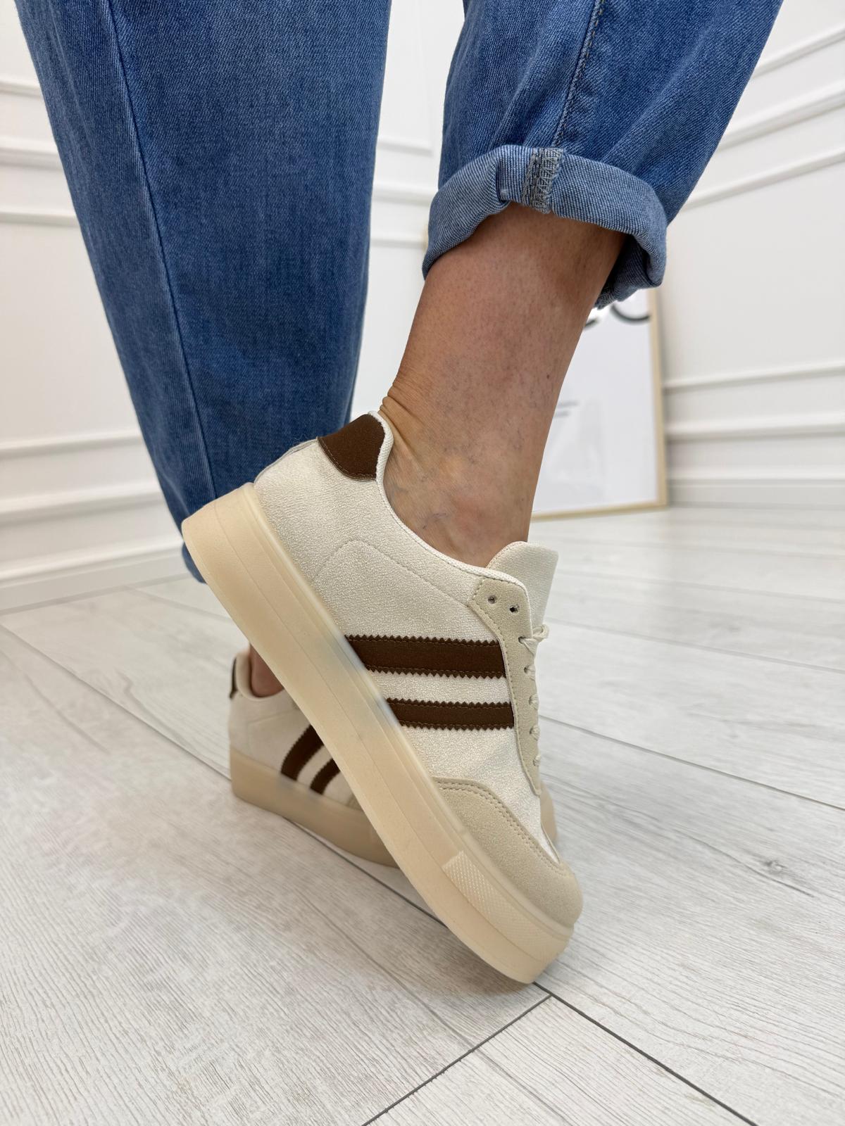 Beżowe Buty Trampki Sneakersy