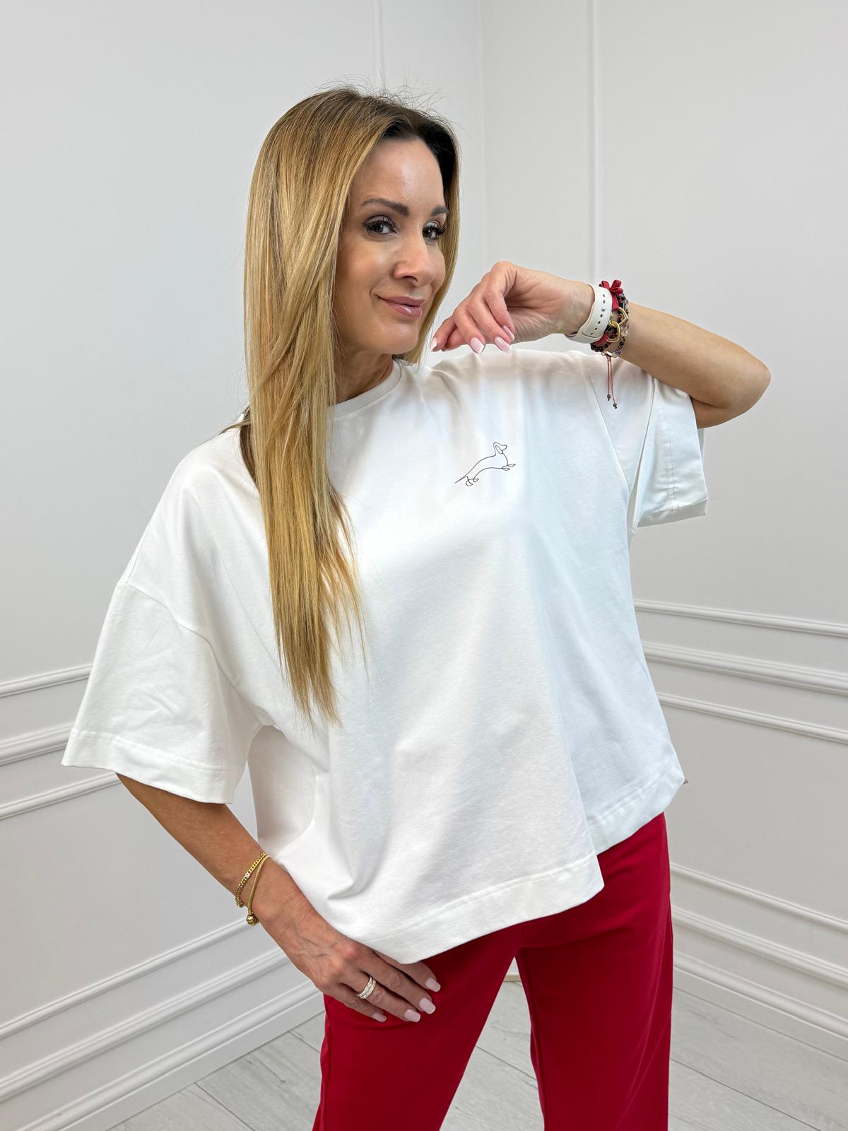 Biała Bluzka T-shirt Jamnik