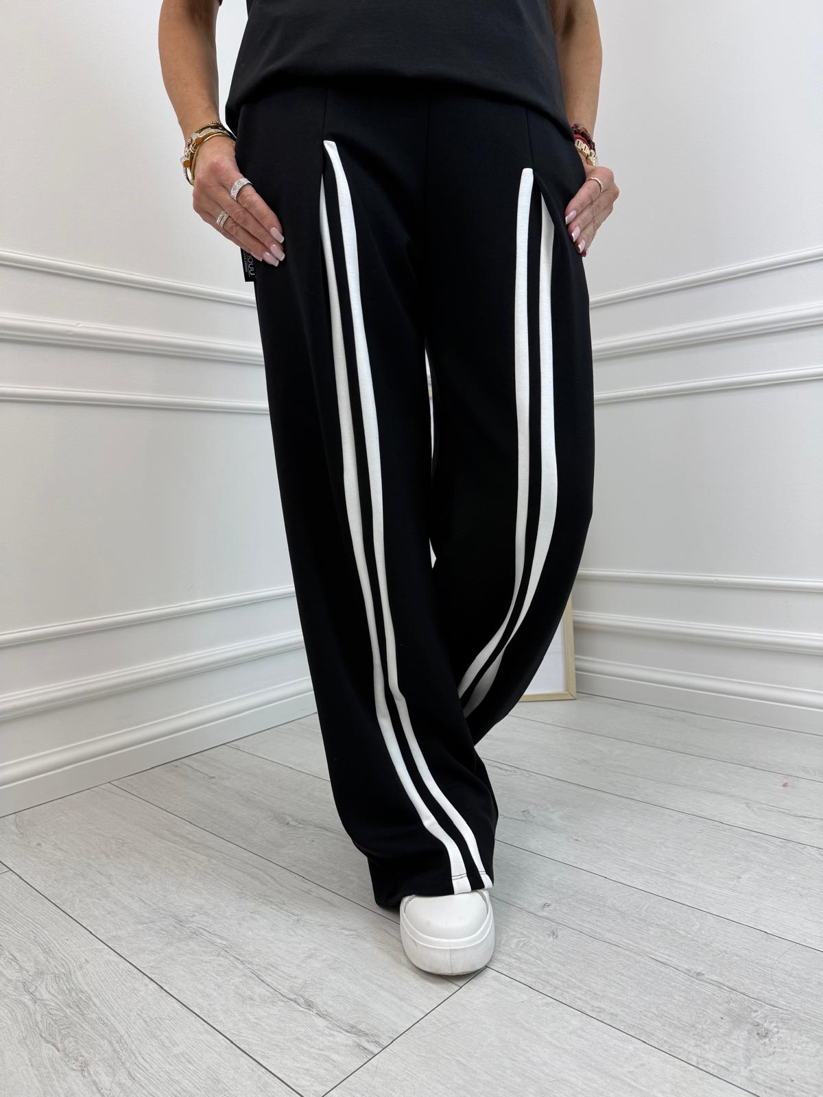 Minouu Spodnie z Lampasem Czarne