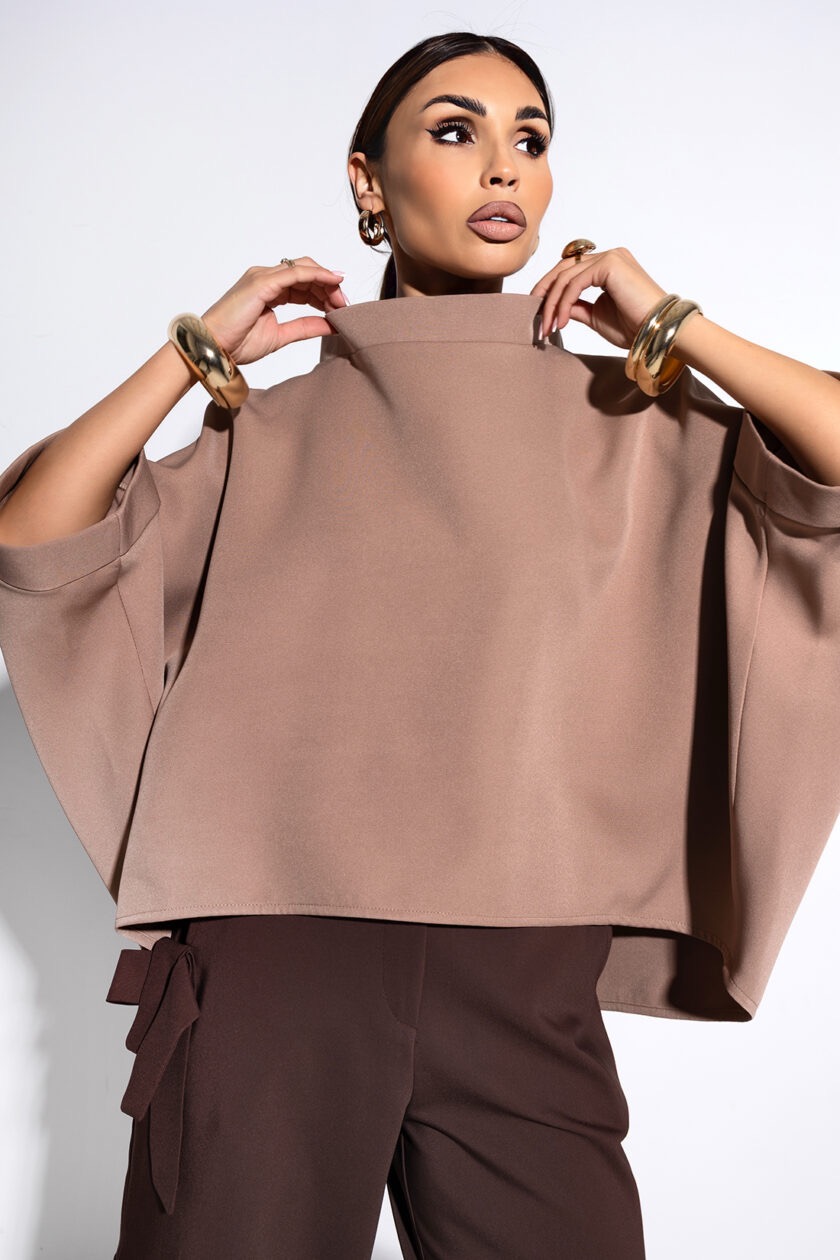 Damska Bluzka Kimono (ciepły brąz)