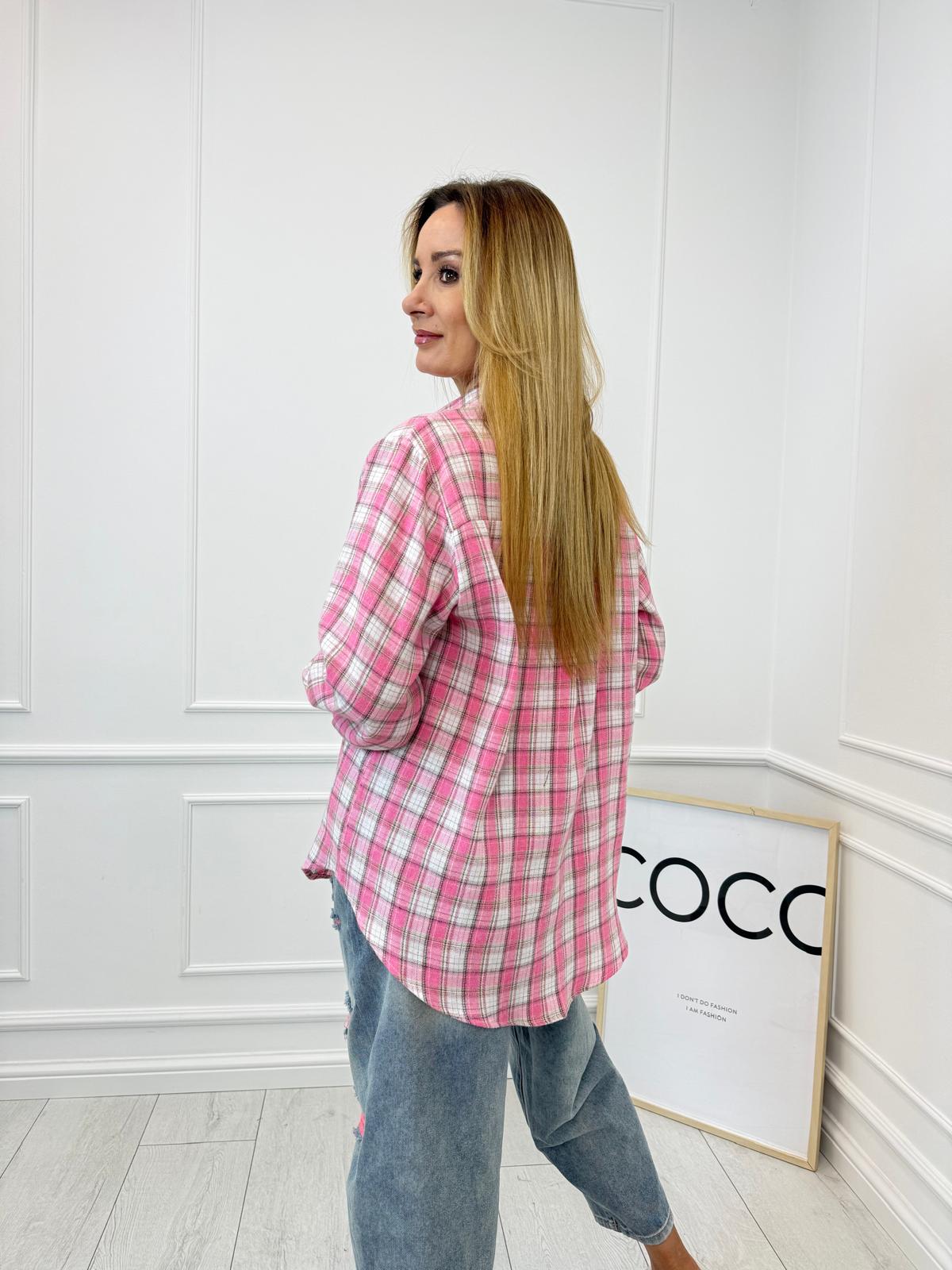 Różowa Koszula w Kratkę 