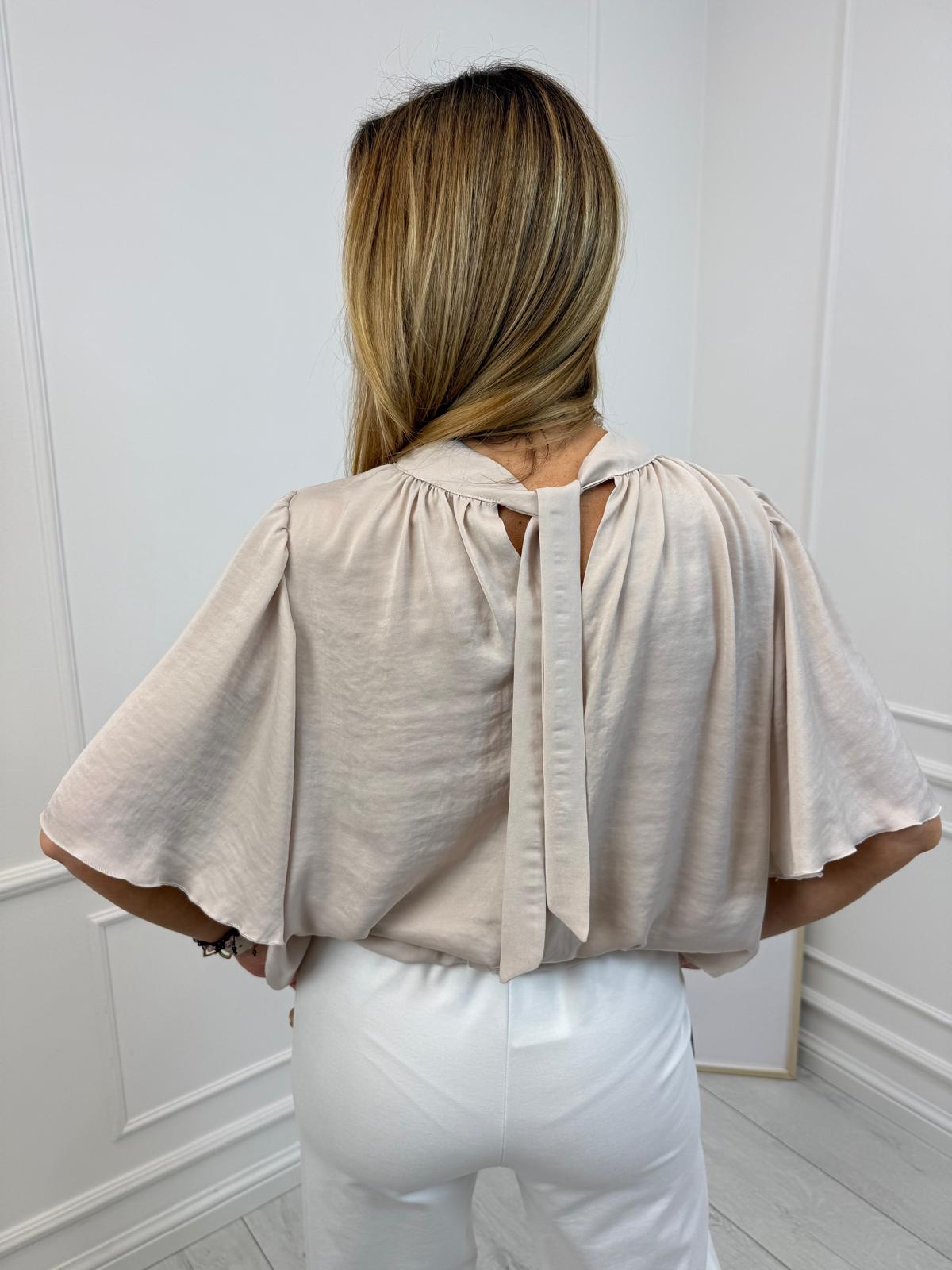 Jasno Beżowa Bluzka Bocca z Wiązaniem 