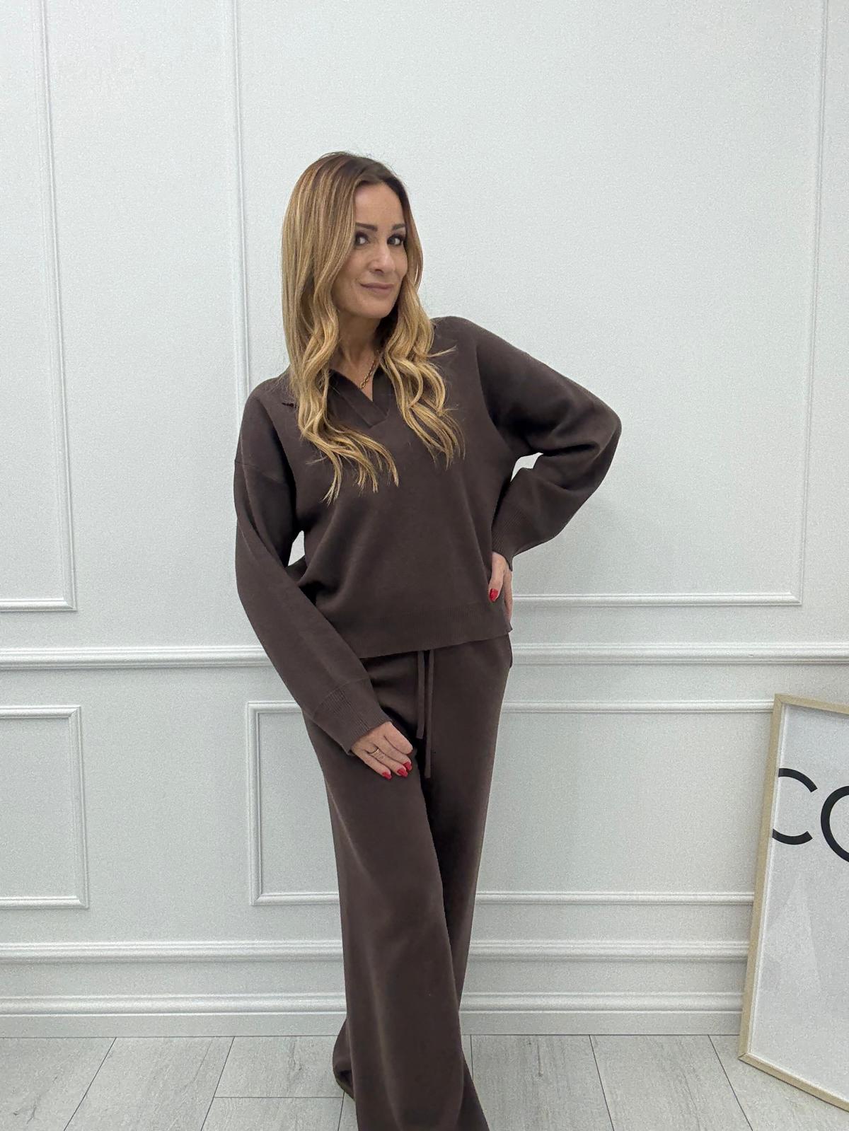 Elegancki Komplet Dresowy Czekolada