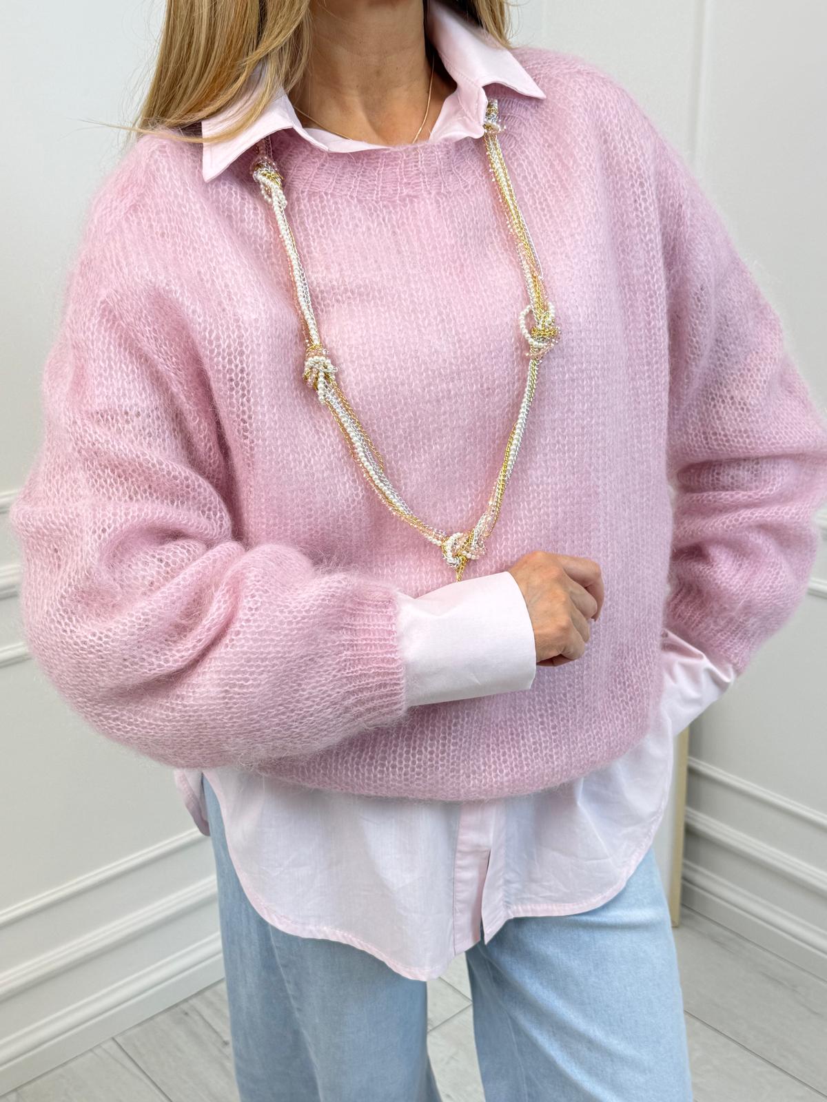 Różowy Sweter Kid Moher 