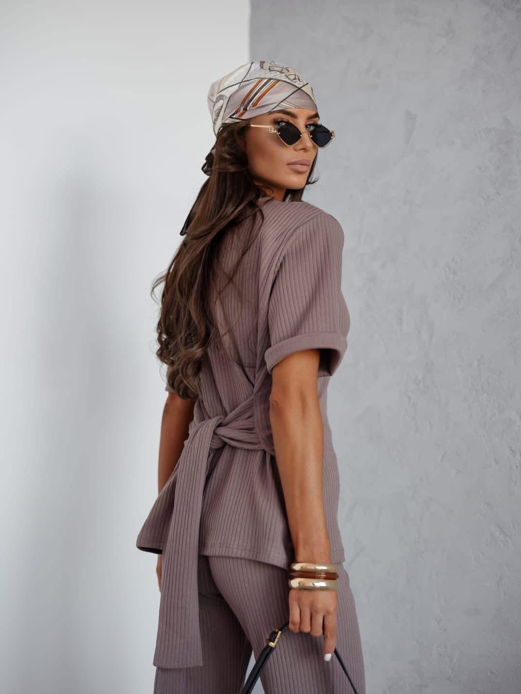 Cappuccino Elegancki Komplet Dresowy Bocca 