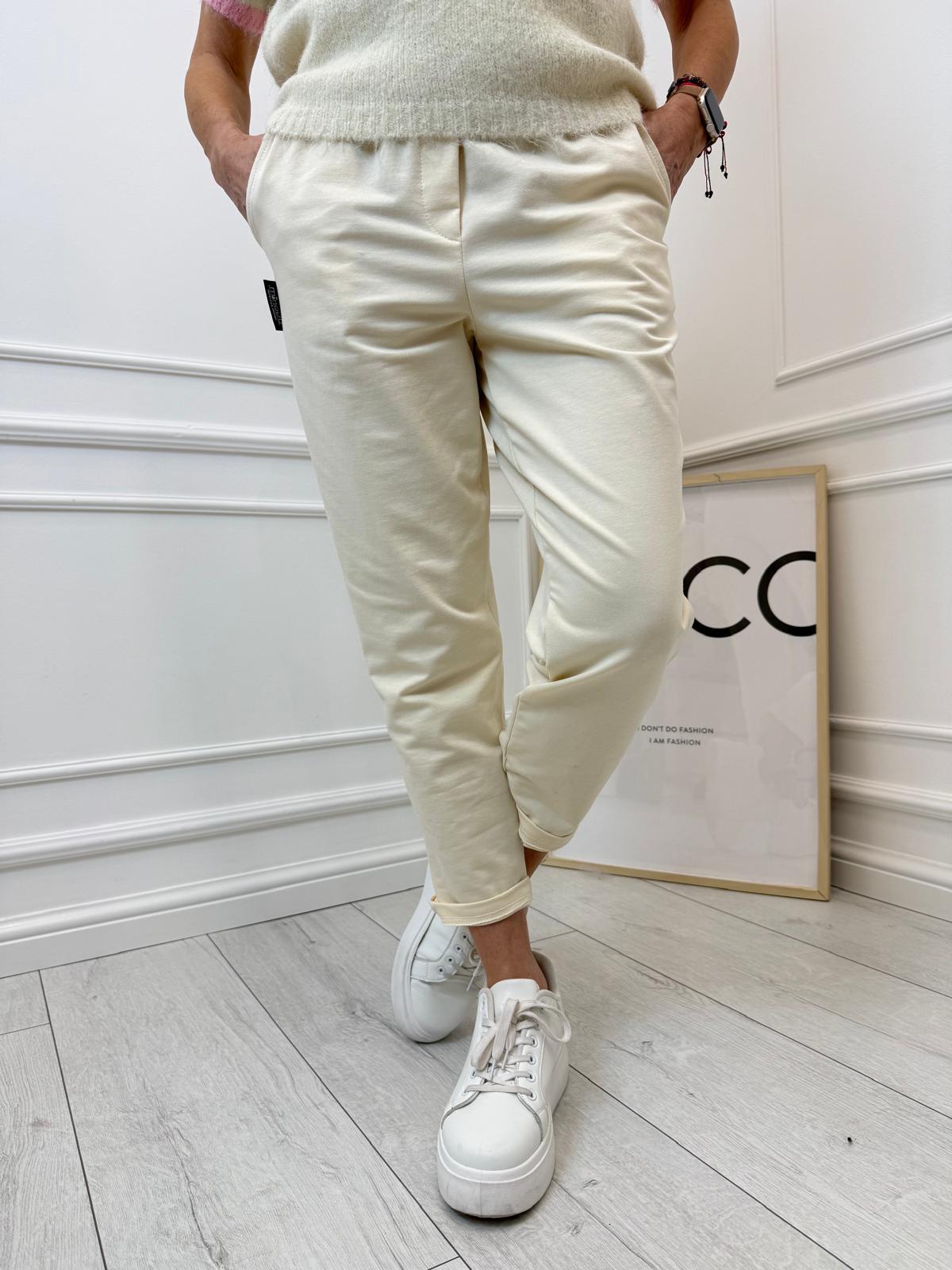 Bawełniane Spodnie Minouu Patka Waniliowe