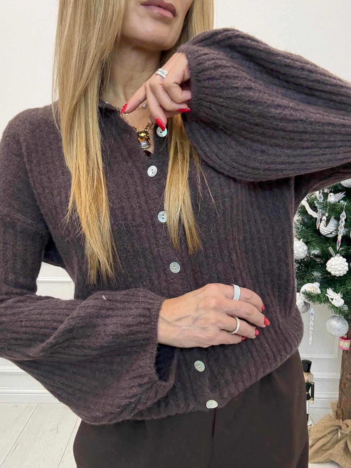 Sweter Rozpinany na Guziki Baby Alpaka Czekolada