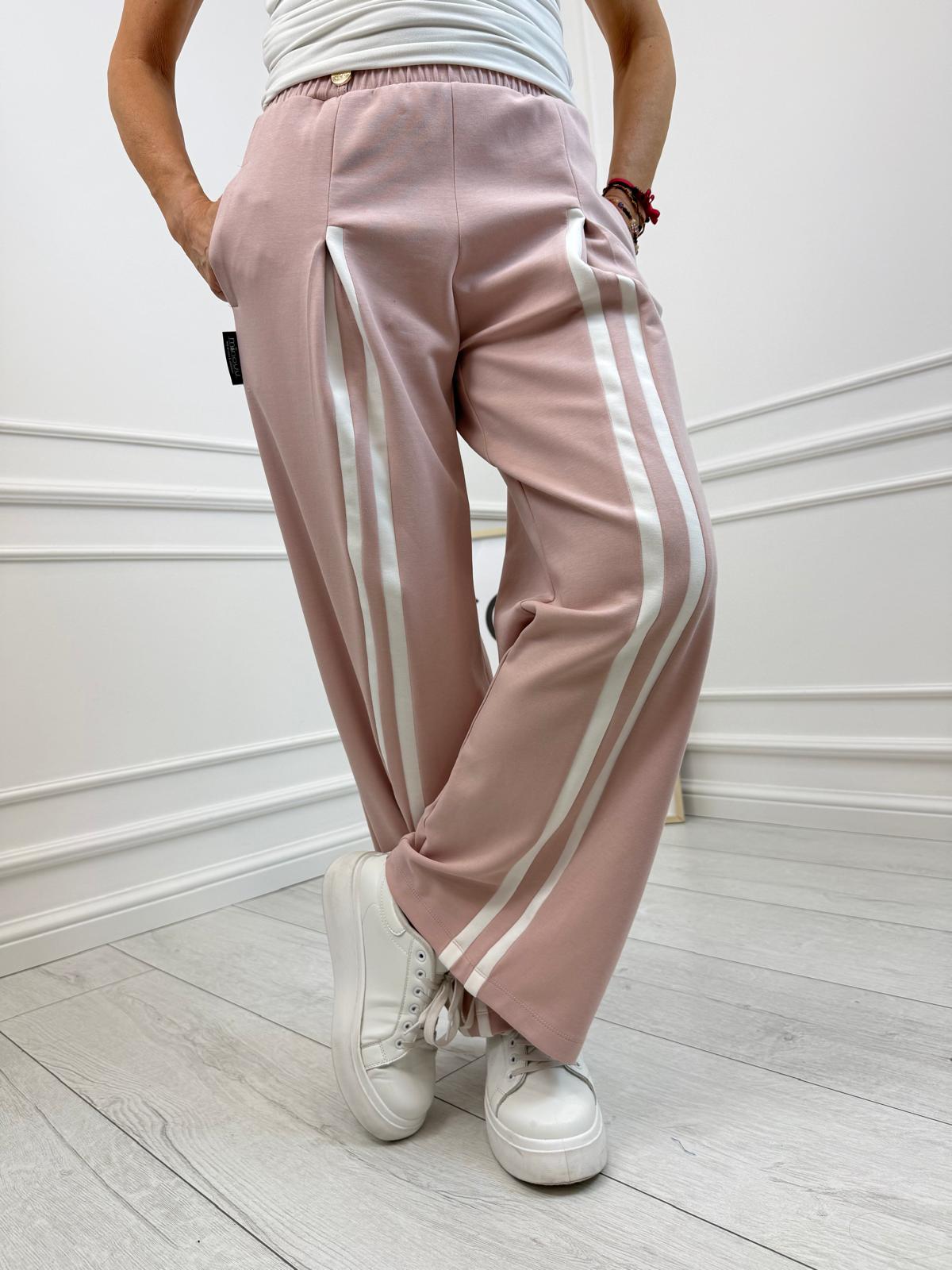 Minouu Spodnie z Lampasem Pudrowy Róż