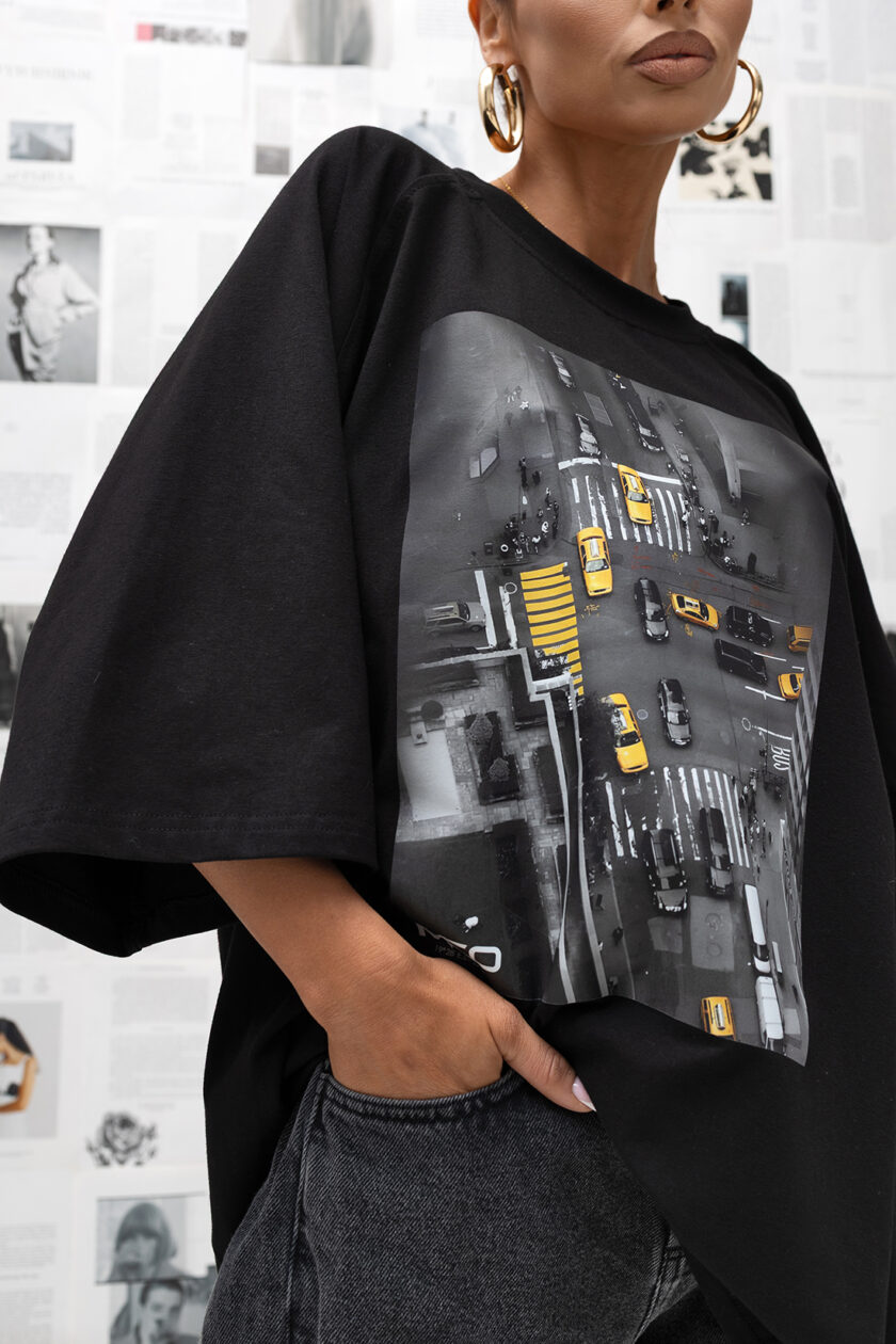 Damski t-shirt Oversize Crossroads (czarny) Miss City Official 