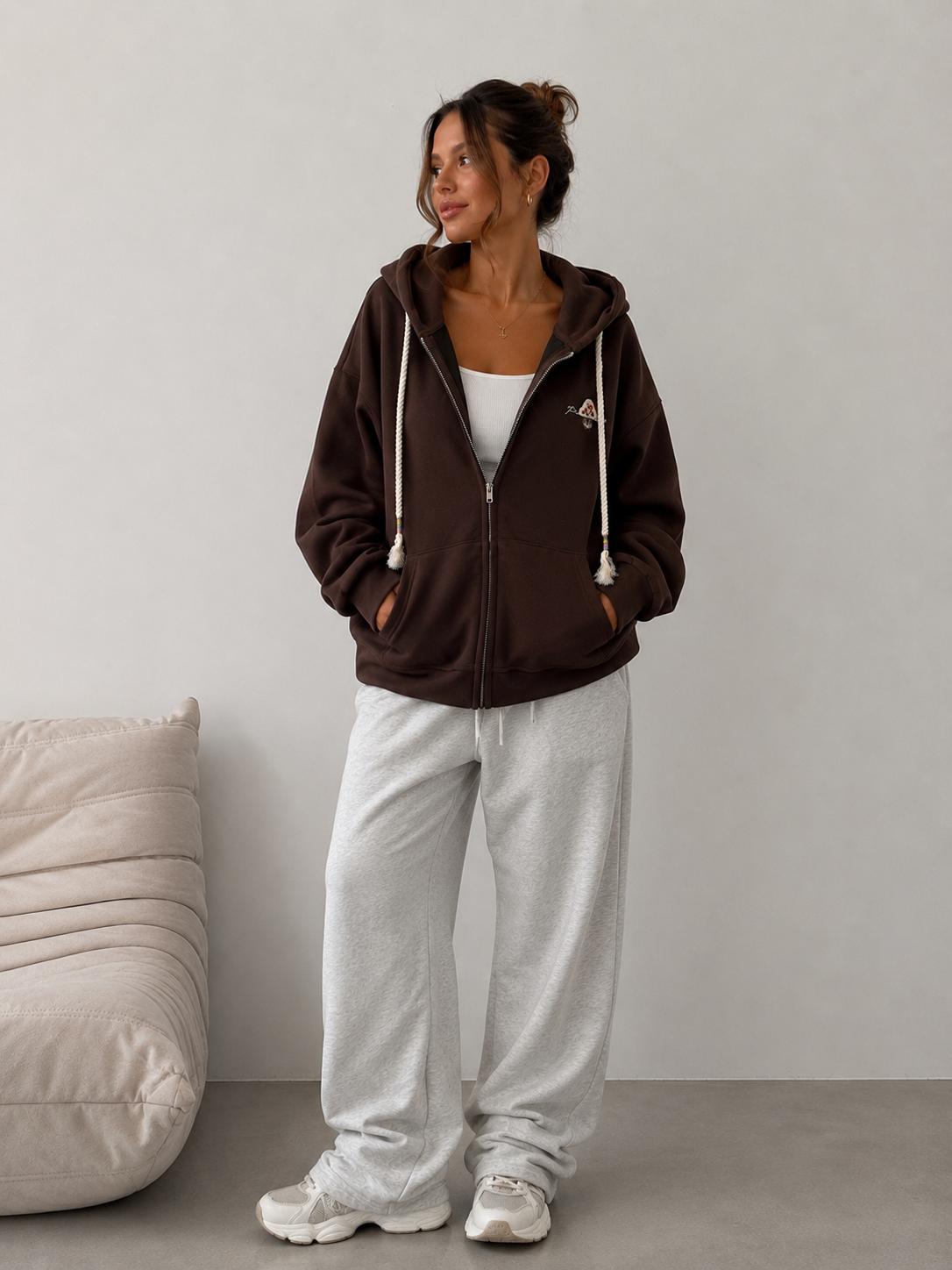  Bluza  Rozpinana z Kapturem JOY Czekoladowa