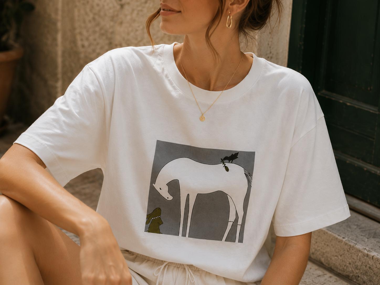 Biała Bluzka T-shirt Horse