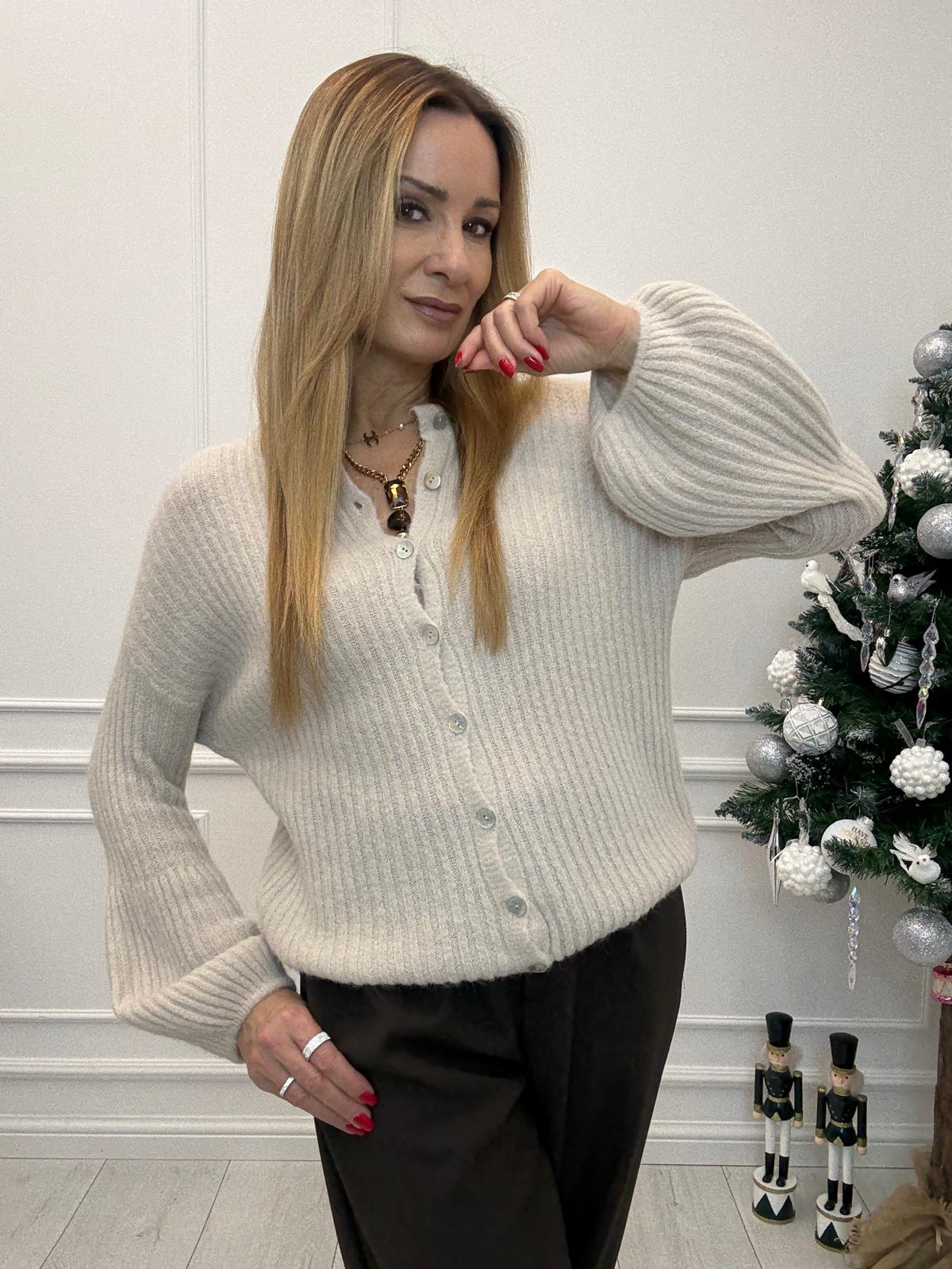 Sweter Rozpinany na Guziki Baby Alpaka Beżowy