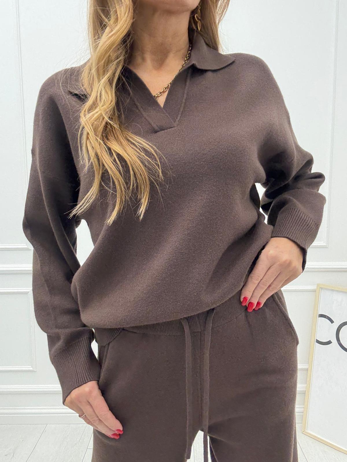 Elegancki Komplet Dresowy Czekolada