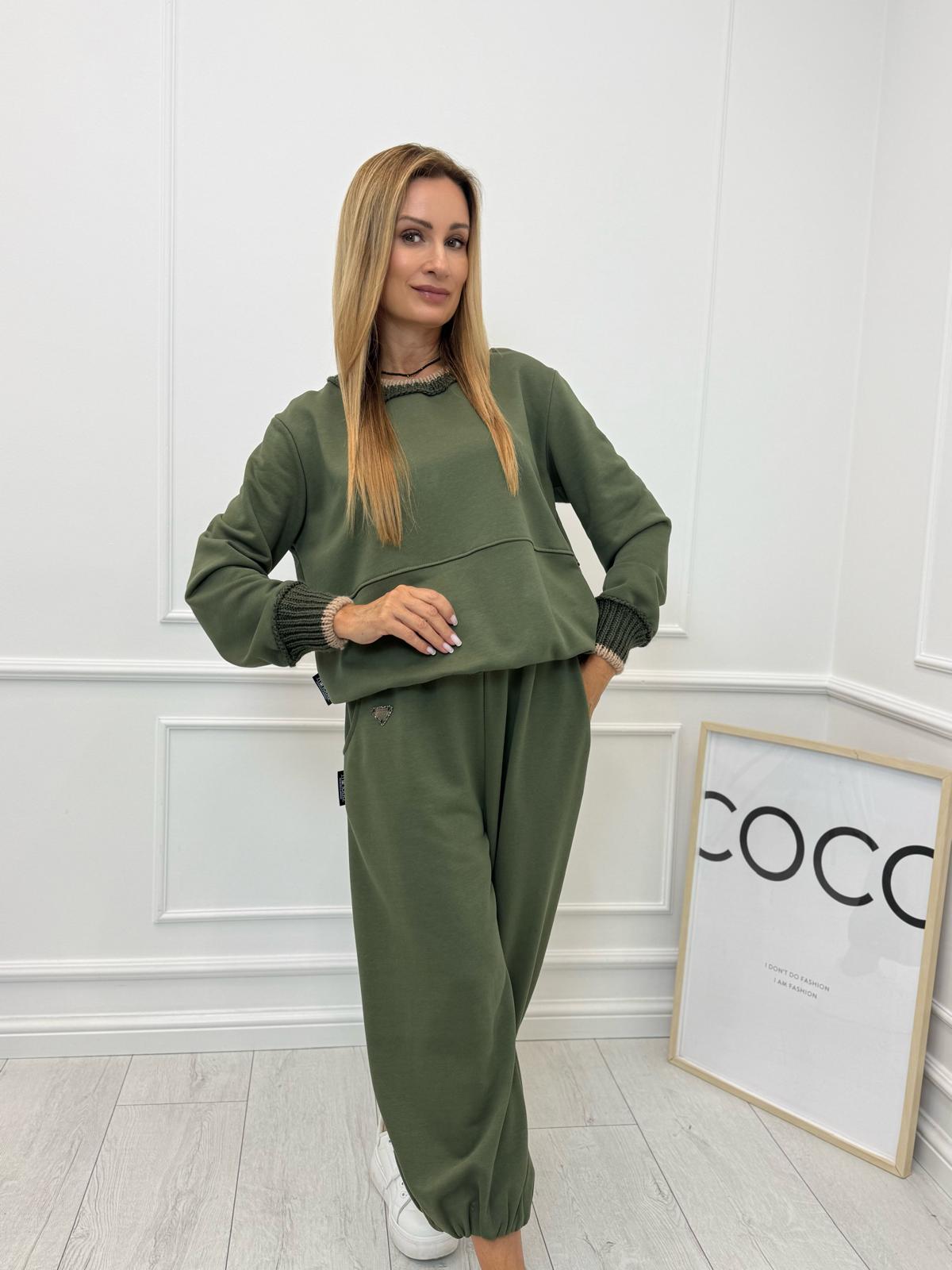Minouu Komplet Dresowy Parasolka Zielony Khaki Oliwka
