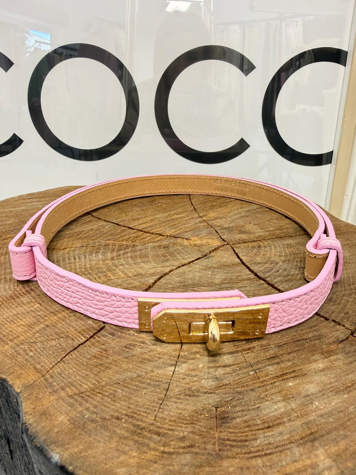 Pasek ala' Hermes Skóra Naturalna Kolor Róż