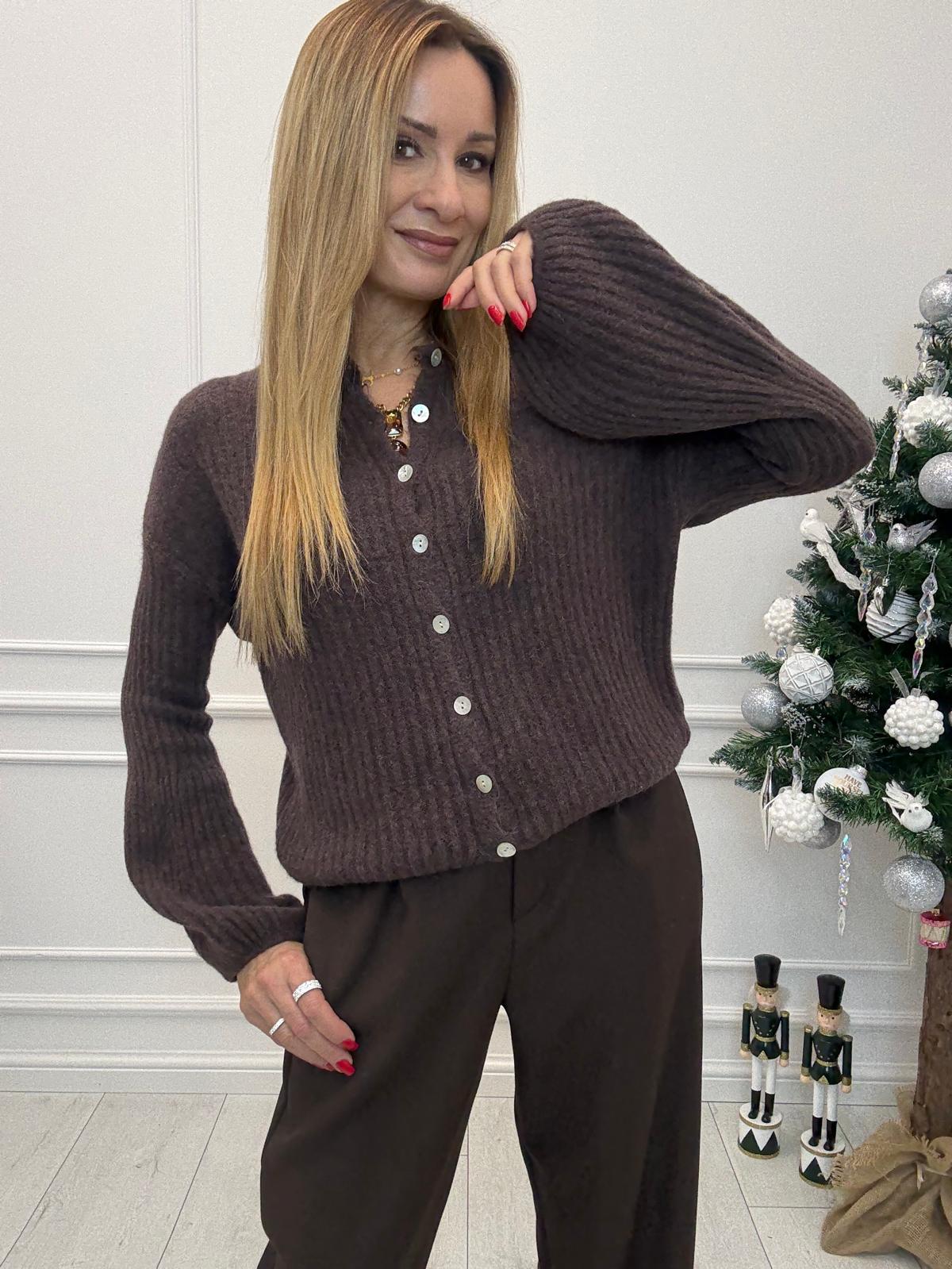 Sweter Rozpinany na Guziki Baby Alpaka Czekolada