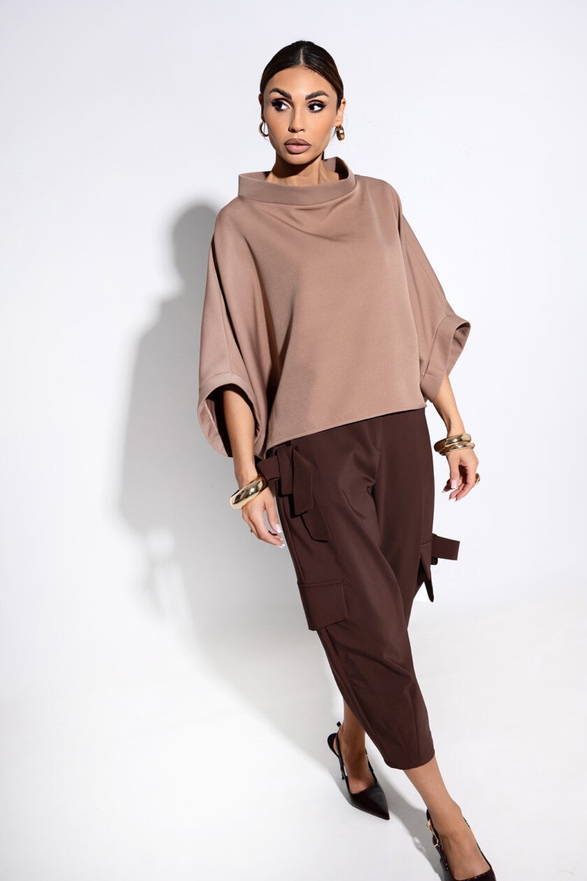 Damska Bluzka Kimono (ciepły brąz)