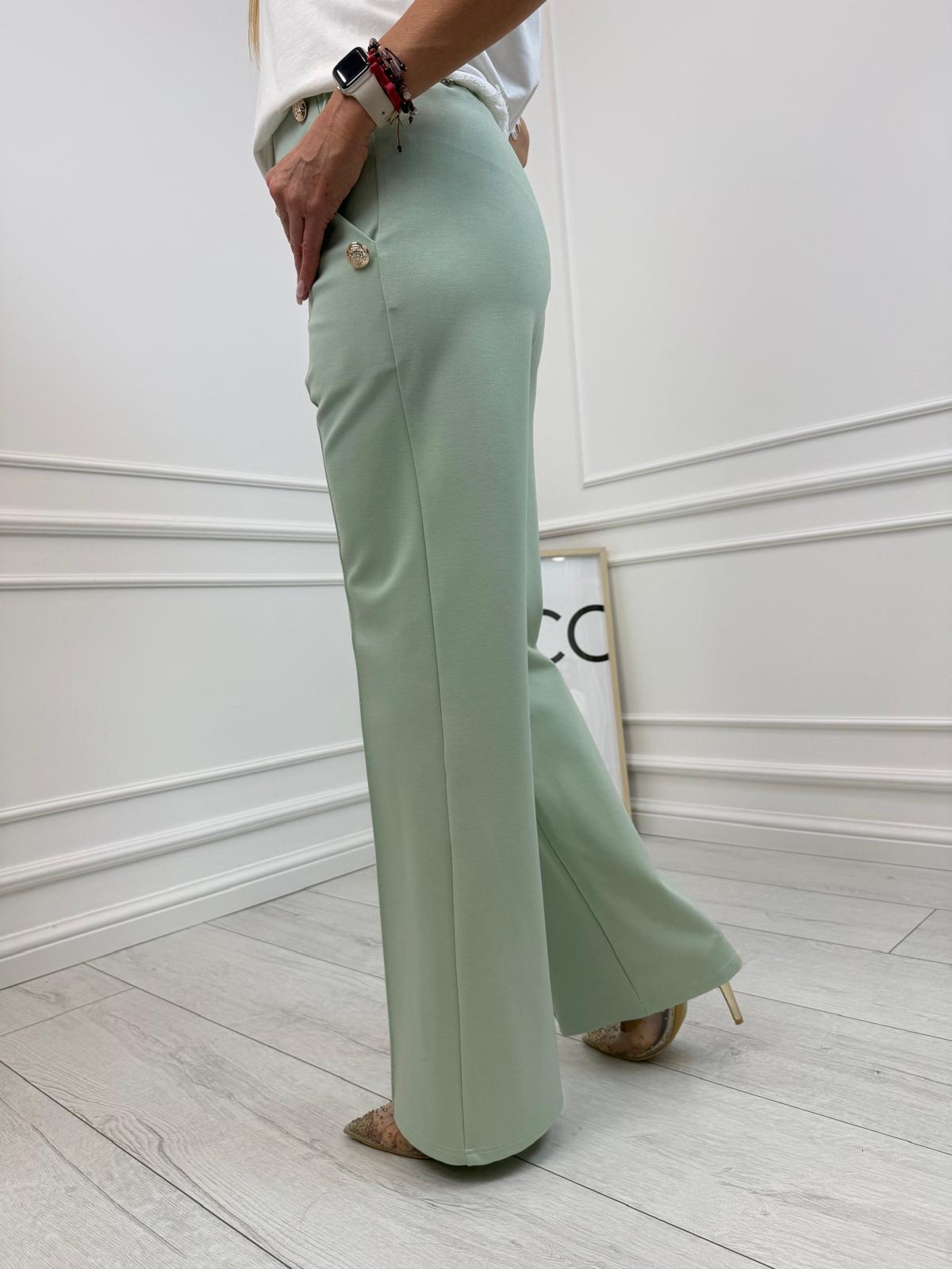 Matcha Szerokie Spodnie Minouu 8 Guzików