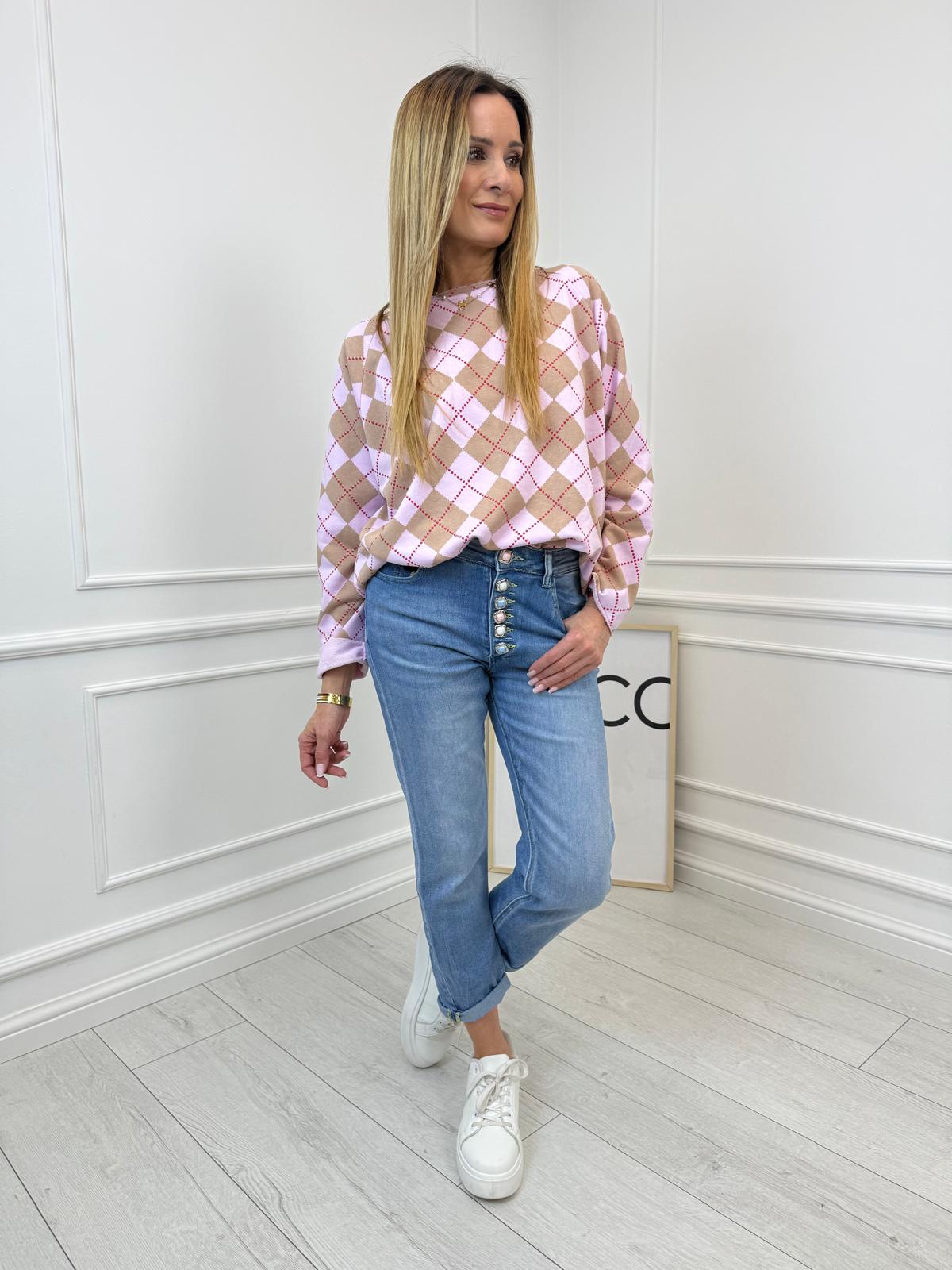 Spodnie Jeans z Kolorowymi Guziczkami