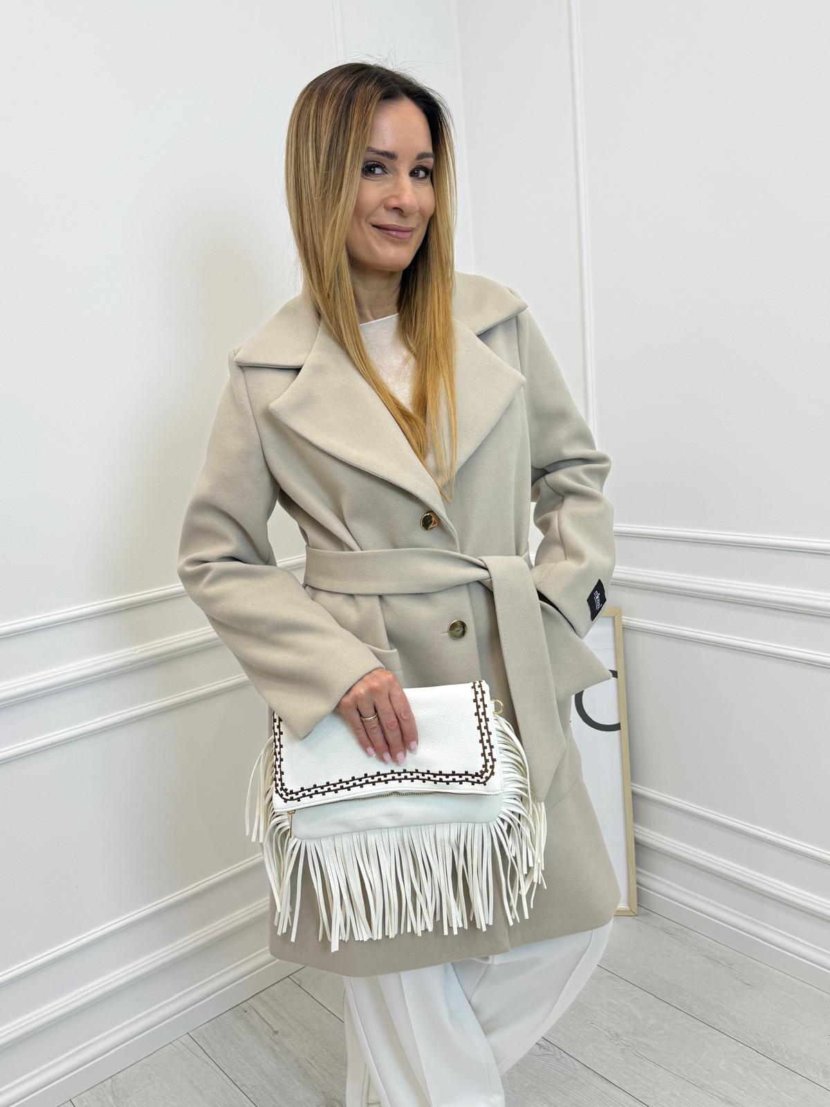 Torebka z Eko Skóry Biała z Frędzlami