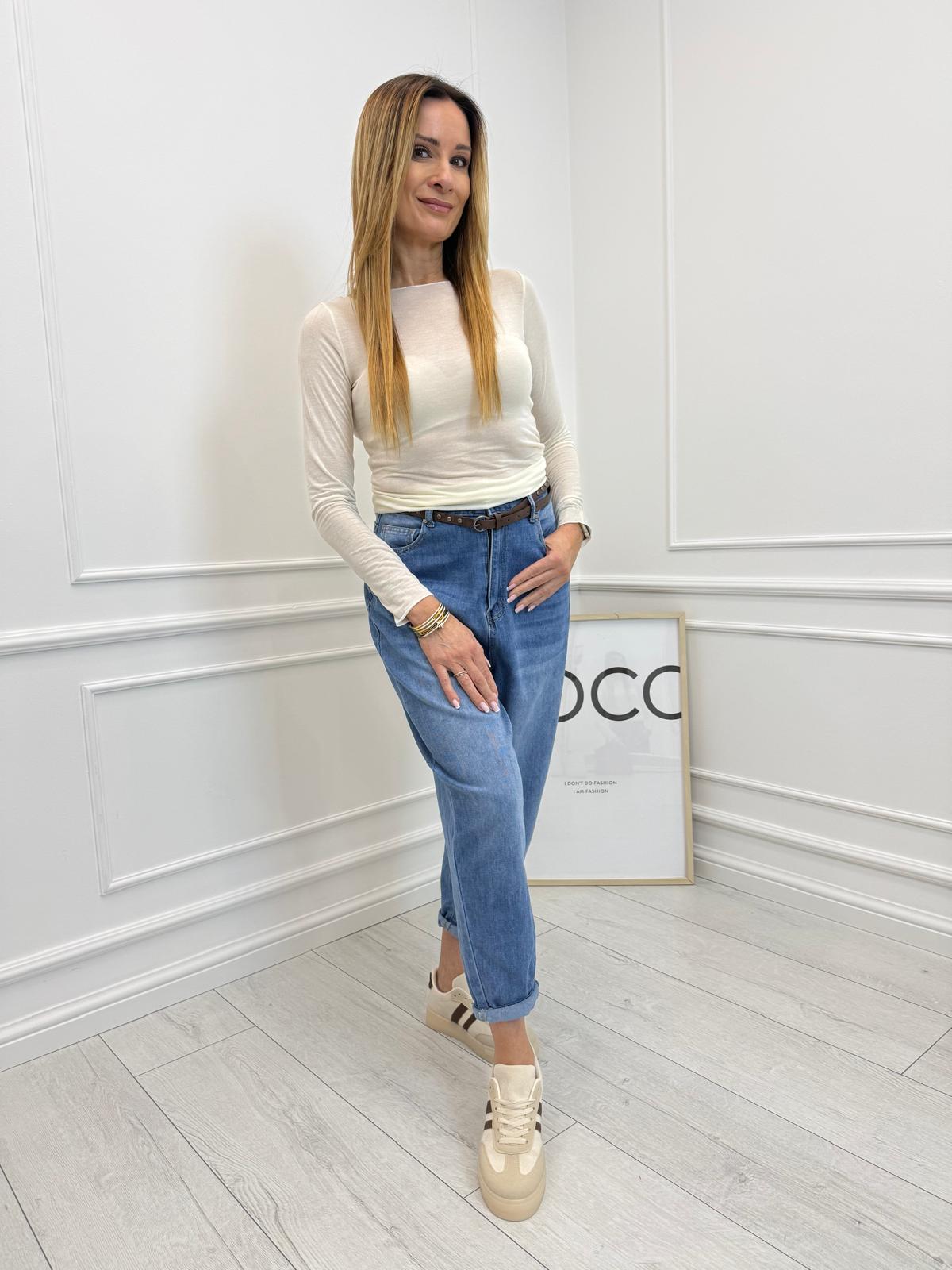 Spodnie Jeans Baloon z Paskiem