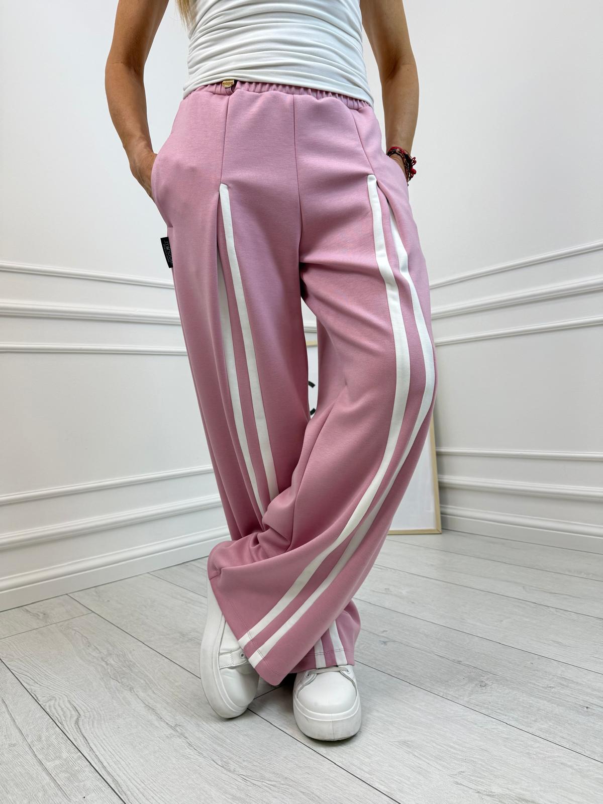 Minouu Spodnie z Lampasem Różowe