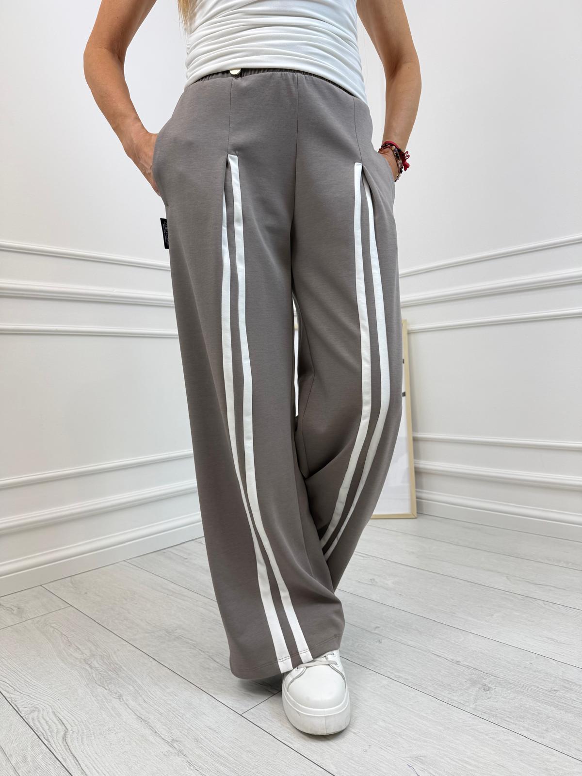 Minouu Spodnie z Lampasem Kolor Kamienny