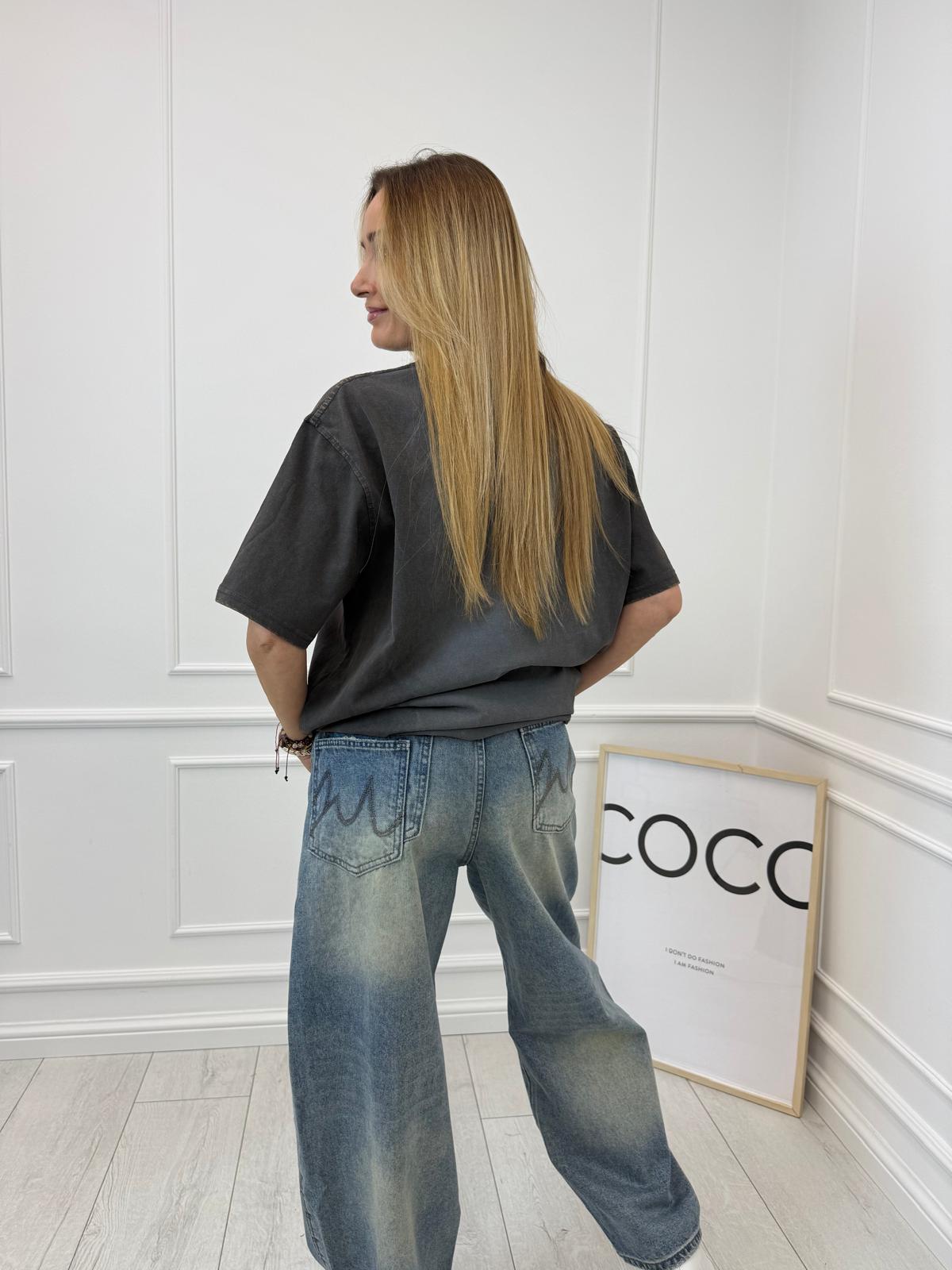 Dekatyzowana Szara Oversizowa Bluzka T-Shirt Mickey