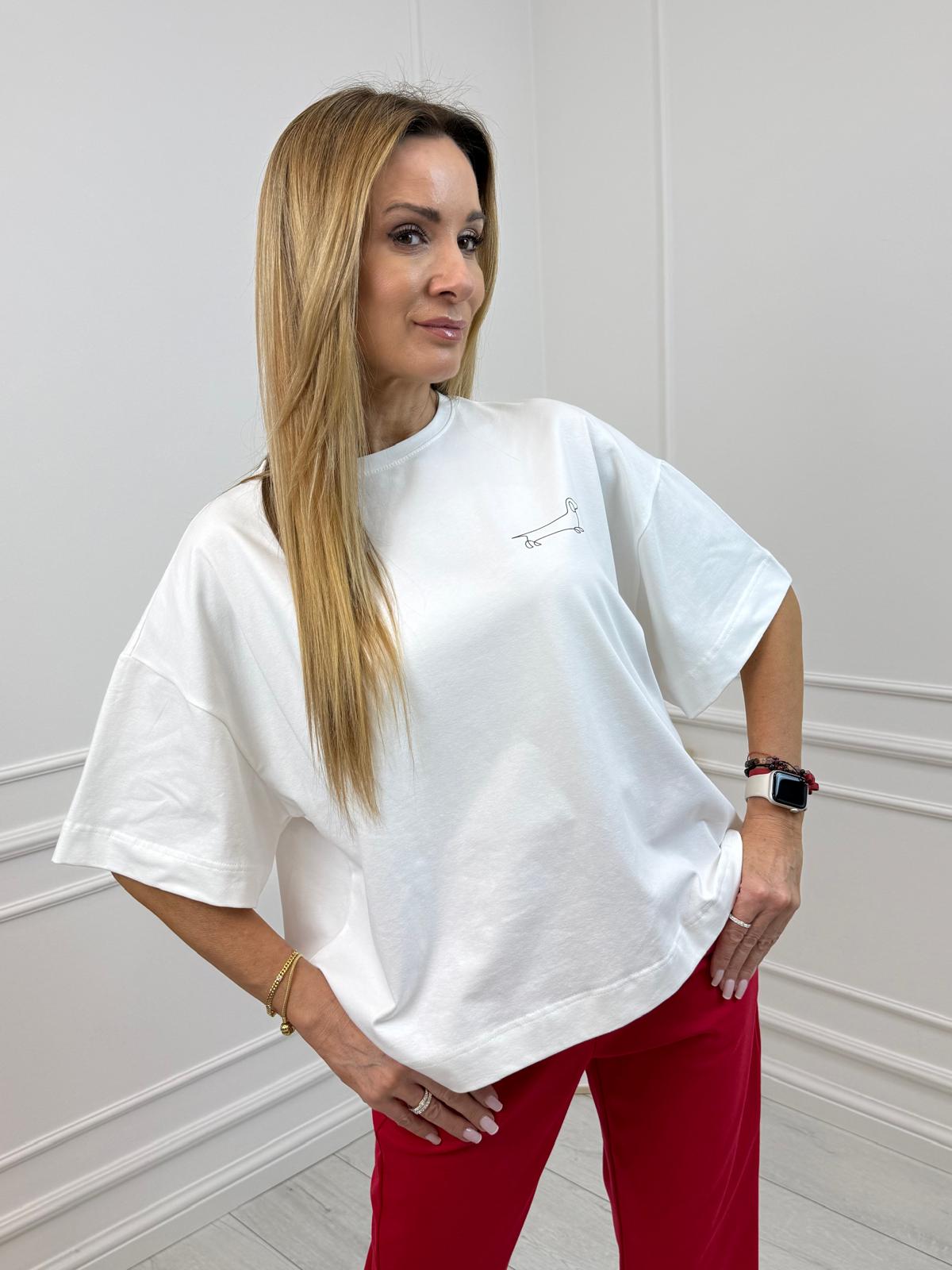 Biała Bluzka T-shirt Jamnik