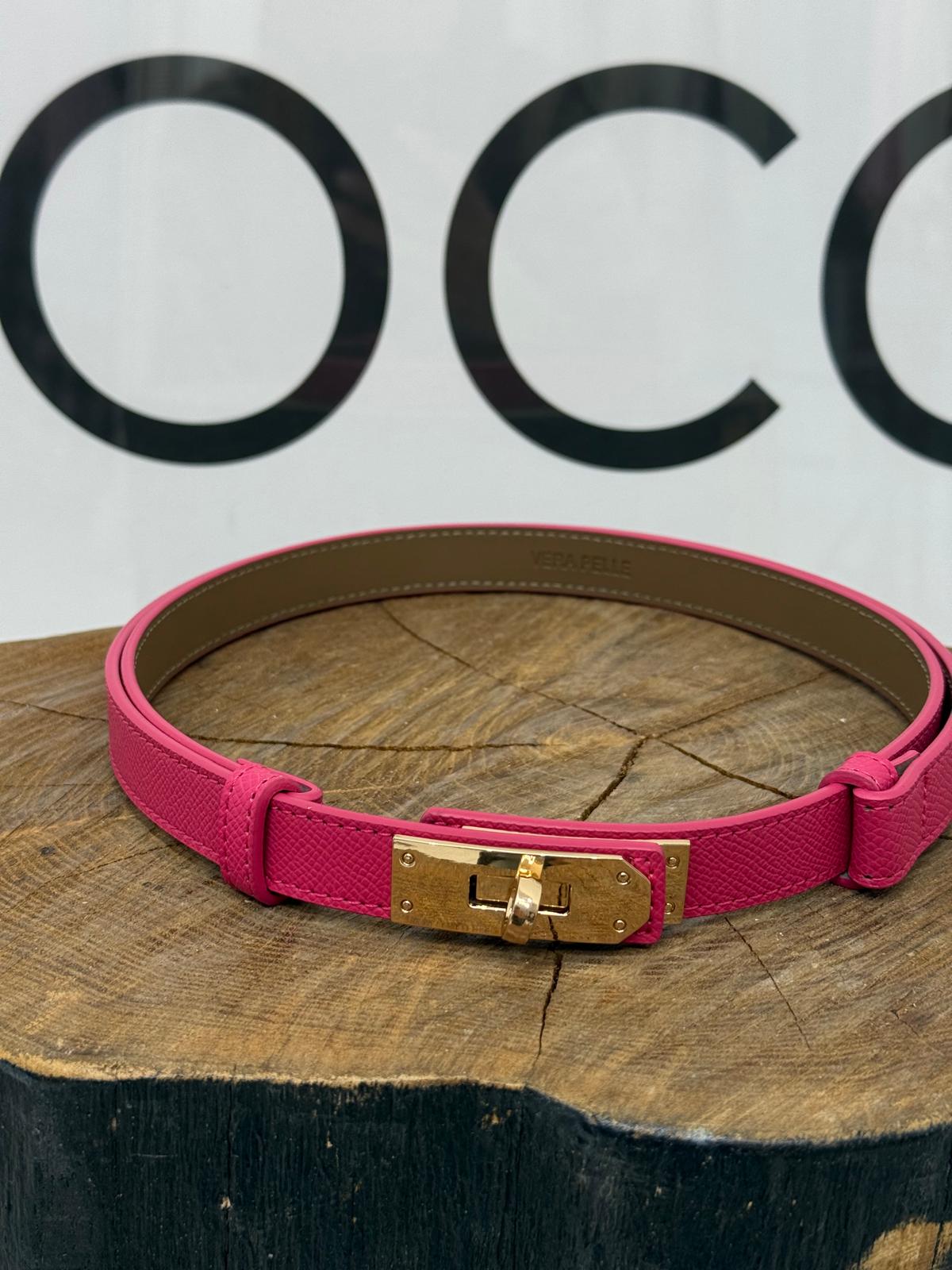 Pasek ala' Hermes Skóra Naturalna Kolor Malina