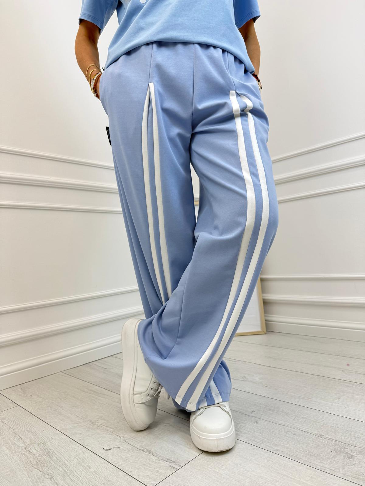 Minouu Spodnie z Lampasem Błękit