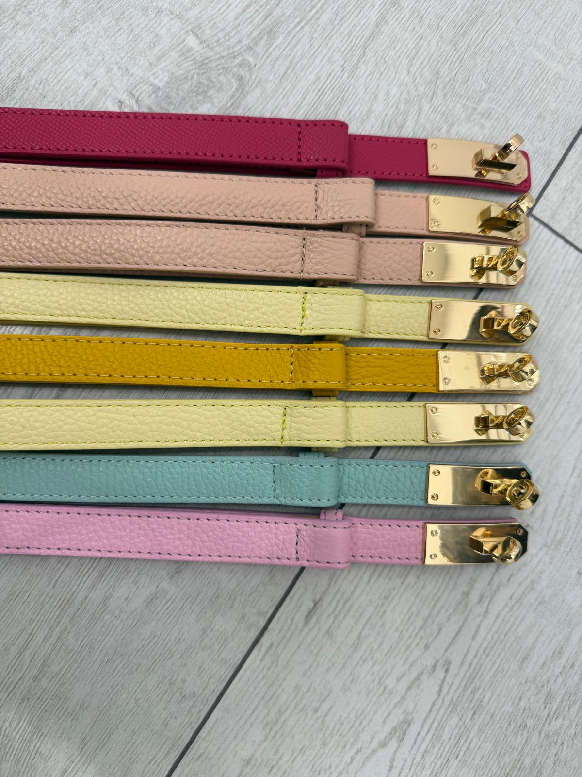 Pasek ala' Hermes Skóra Naturalna Kolor Pudrowy Róż