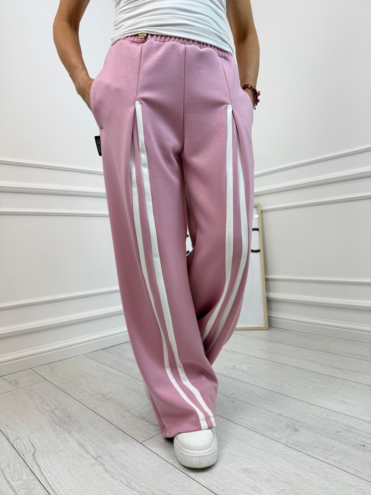 Minouu Spodnie z Lampasem Różowe