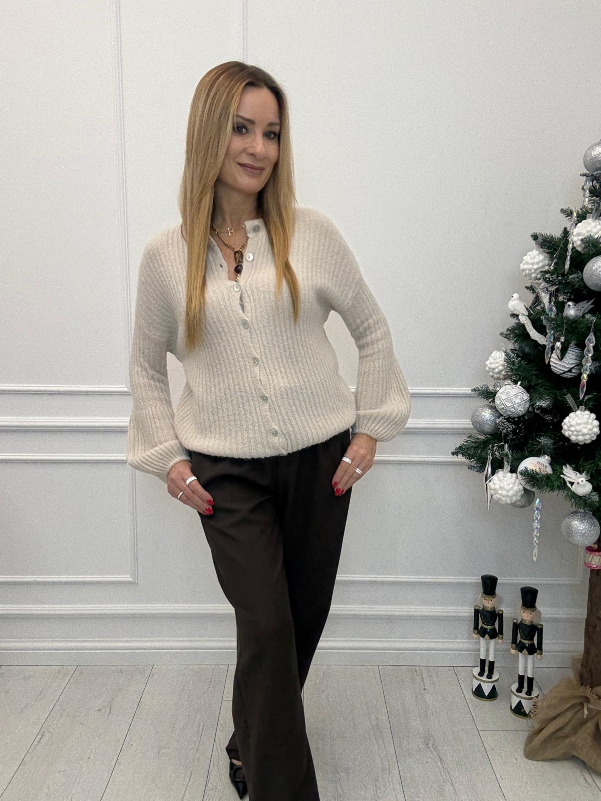 Sweter Rozpinany na Guziki Baby Alpaka Beżowy