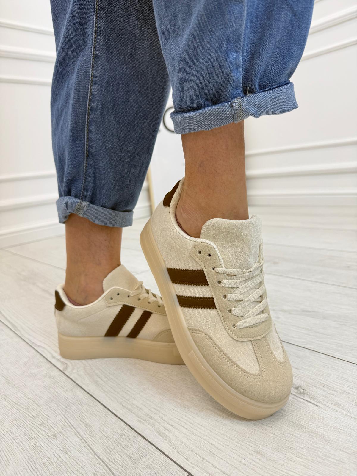 Beżowe Buty Trampki Sneakersy