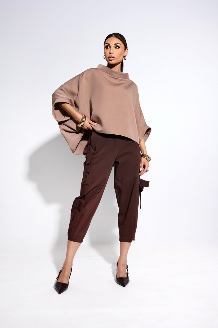 Damska Bluzka Kimono (ciepły brąz)
