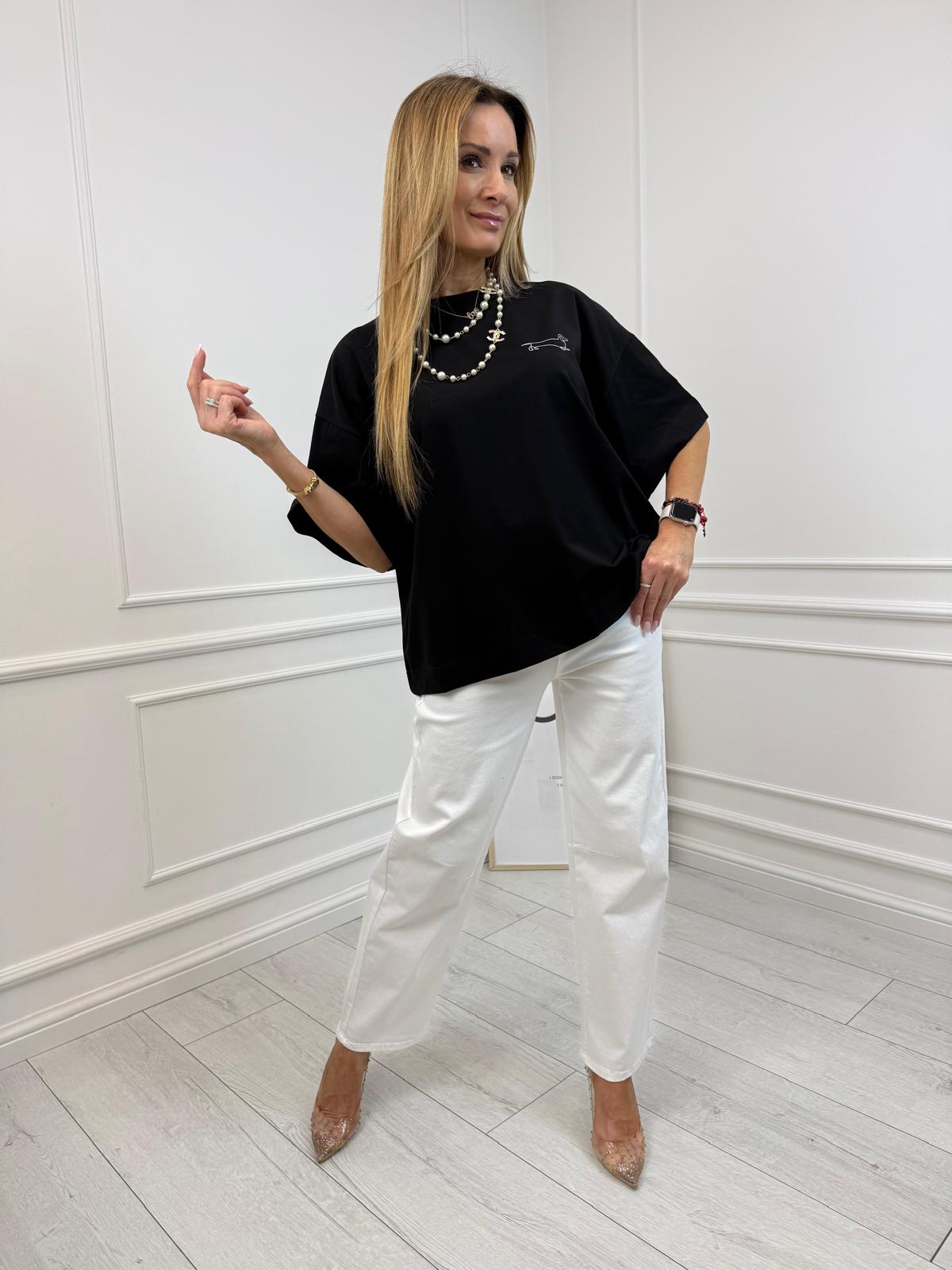 Czarna Bluzka T-shirt Jamnik