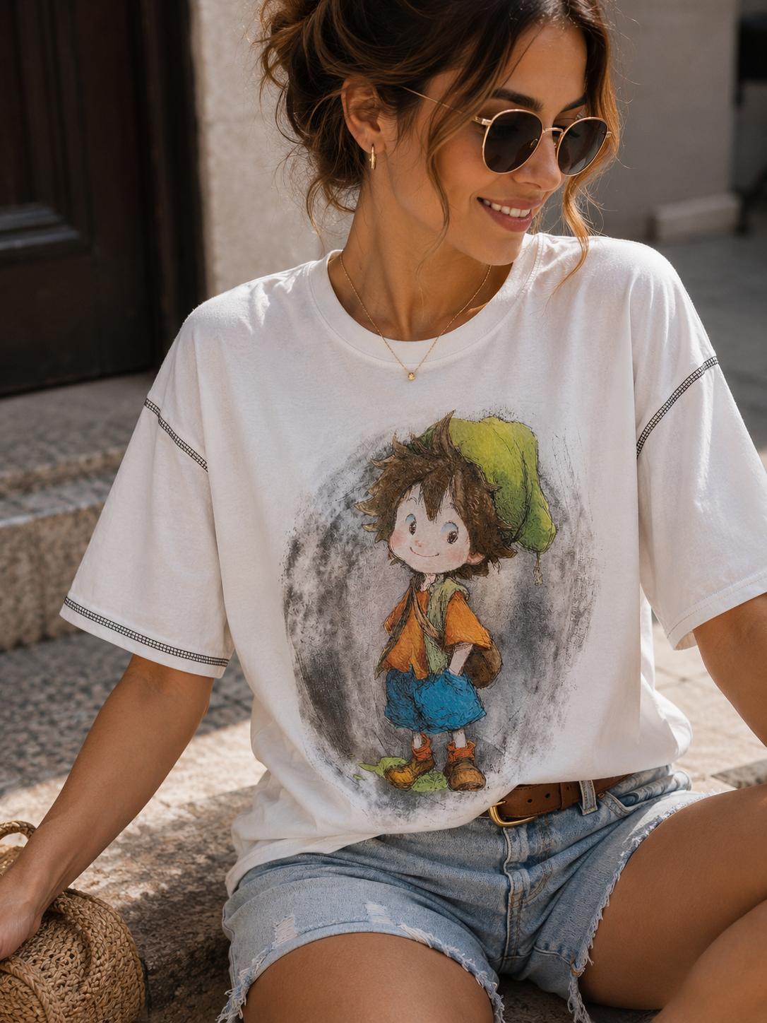 Biała Bluzka T-shirt z Aplikacją Fairy Tale