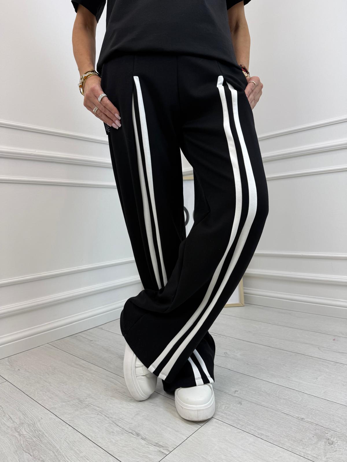 Minouu Spodnie z Lampasem Czarne