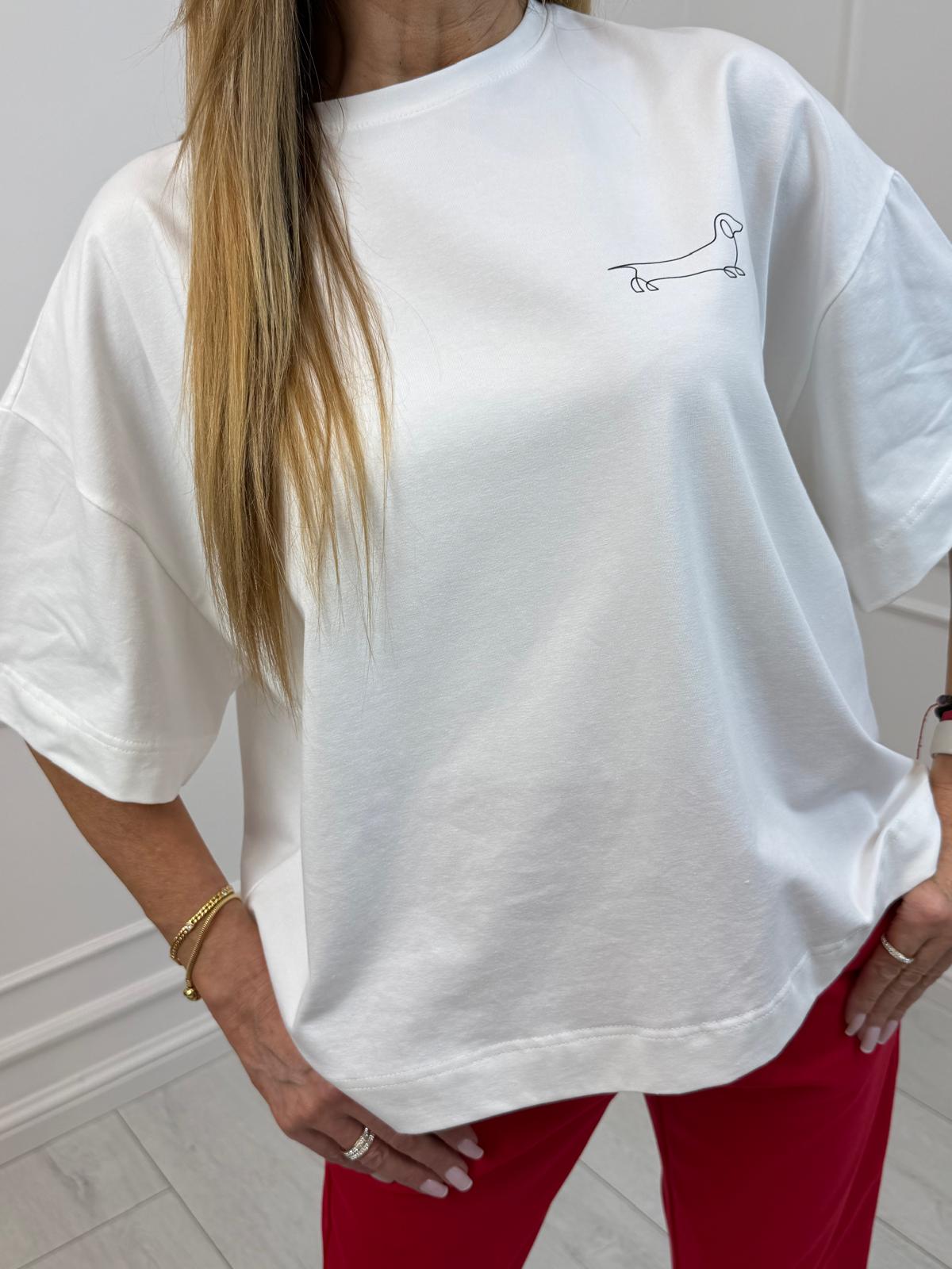 Biała Bluzka T-shirt Jamnik