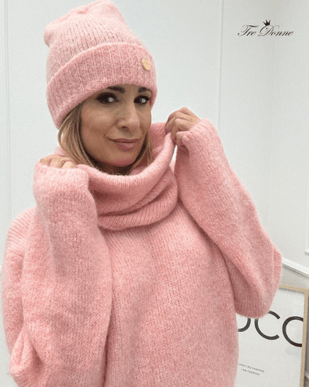 Słodki Róż Dwuczęściowy Komplet z Kid - Moher Minouu 