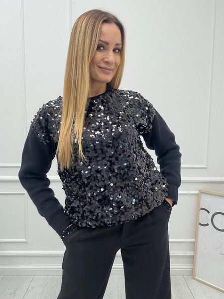 Czarny Sweter z Cekinami