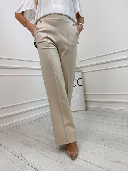 Beżowe Szerokie Spodnie Minouu 8 Guzików