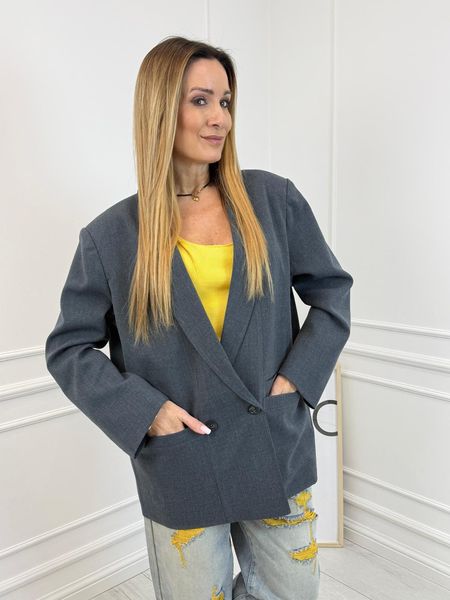 Szara Elegancka Damska Marynarka 