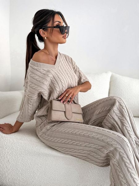 Beż Elegancki Komplet Bocca Warkocz