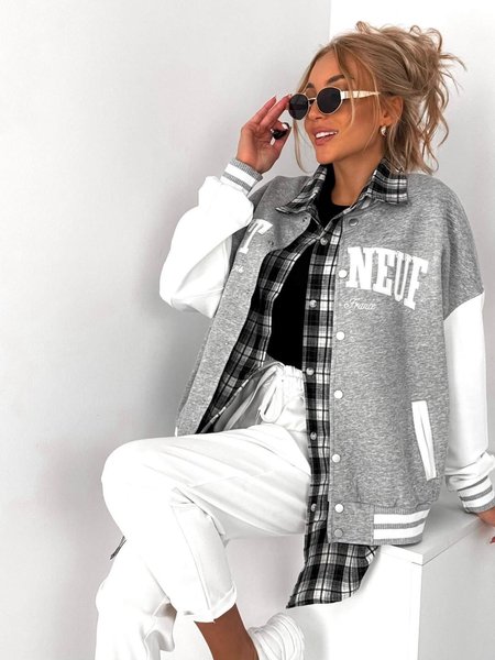 Szara Bluza Baseball PONT