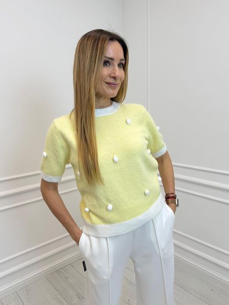  Żółty Sweterek z Kuleczkami 3D